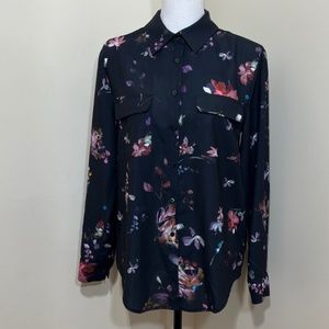 NWOT Madison Black Floral Button Down Shirt